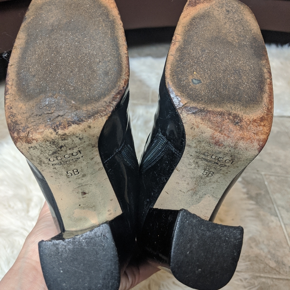 GUCCI Patent Leather Equestrian HorseBit Boots 35 - Picture 3 of 4